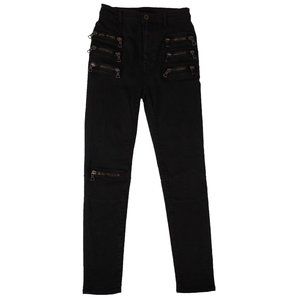 UNRAVEL PROJECT Black Multi Zip Skinny Jean Pants Size 26 $825